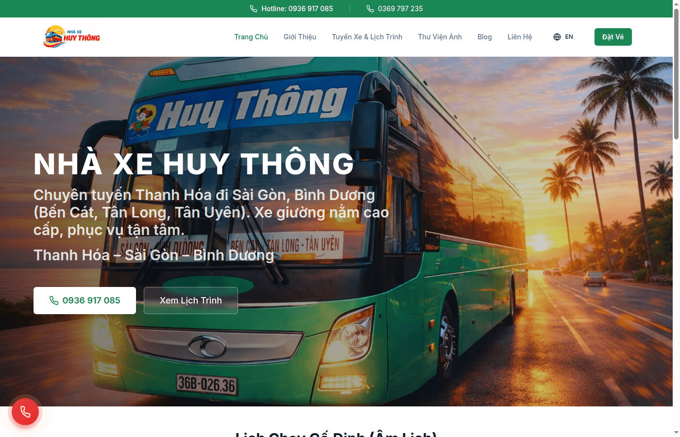 Nhà Xe Huy Thông — website đặt vé xe giường nằm Thanh Hóa Sài Gòn