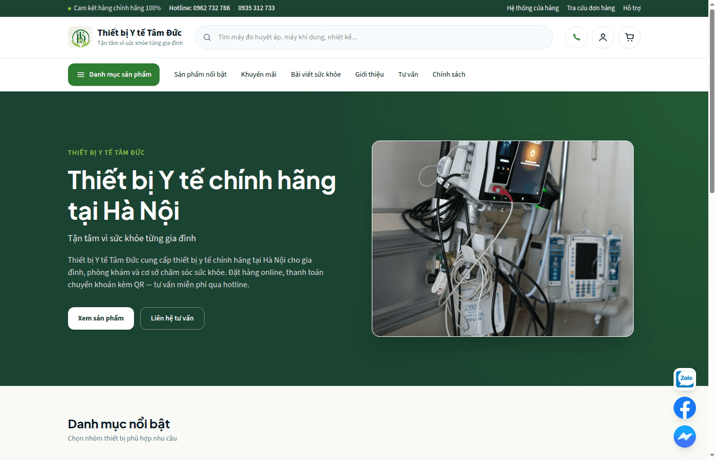 Thiết bị Y tế Tâm Đức — website thương mại thiết bị y tế Hà Nội