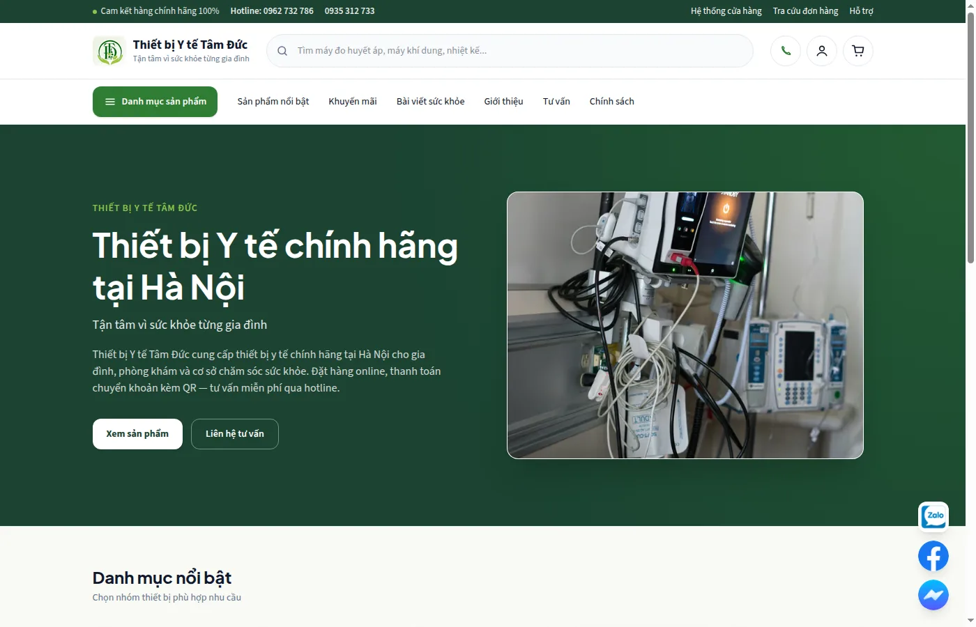 Thiết bị Y tế Tâm Đức — website thương mại thiết bị y tế Hà Nội